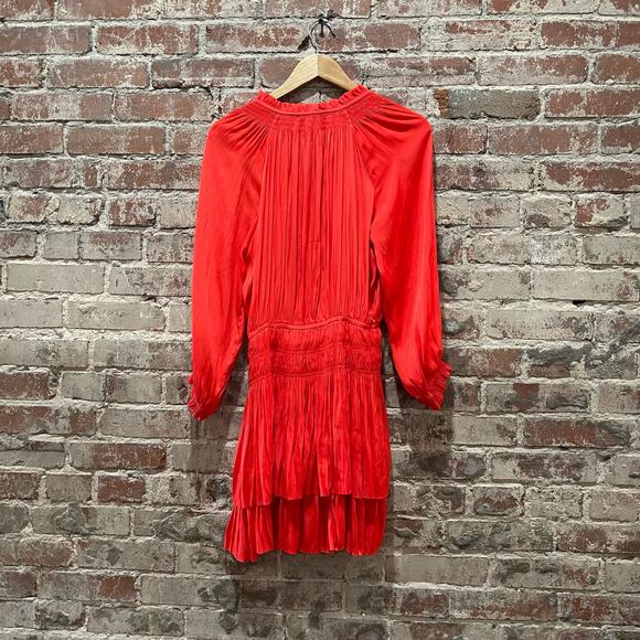 NEW Anthropologie Current Air Cecile Smocked Mini Dress Poppy Red Size Small - Picture 11 of 12